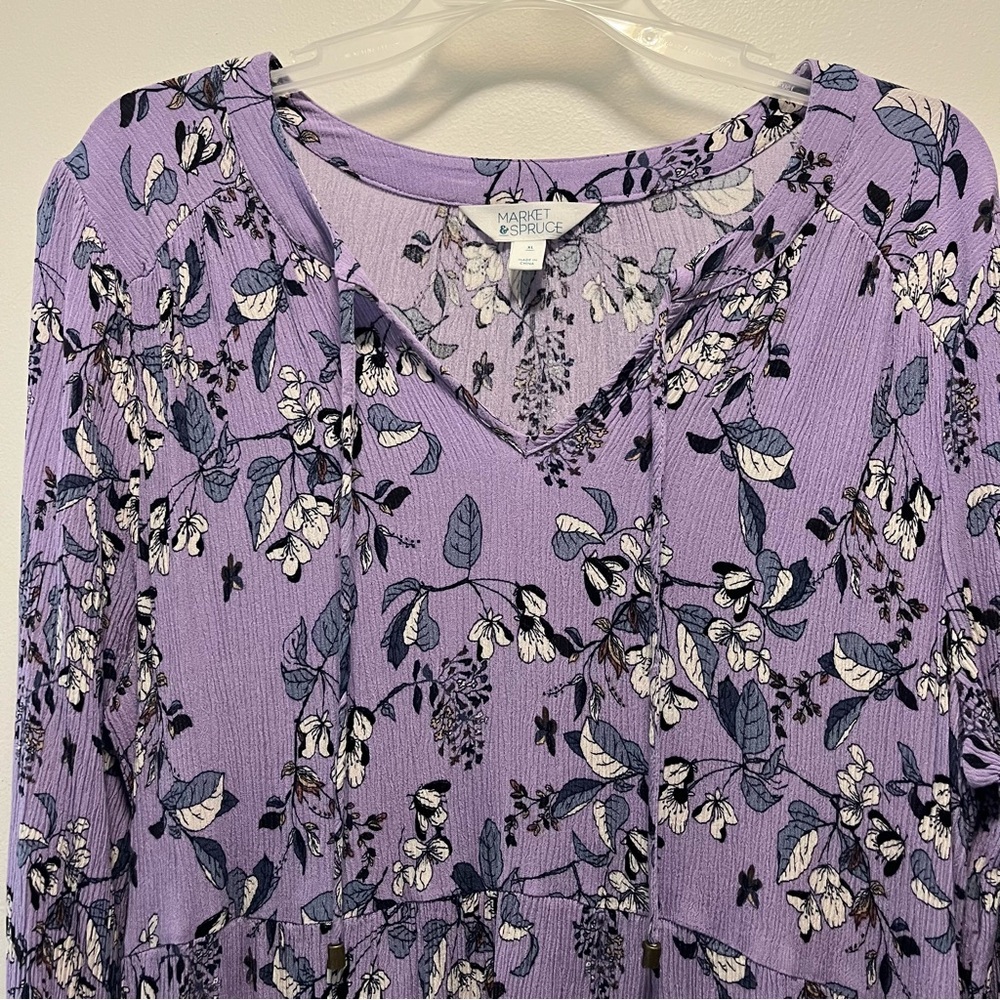 Market & Spruce Lavender Floral Dress Women’s XL Purple Knee Length Stitch Fix